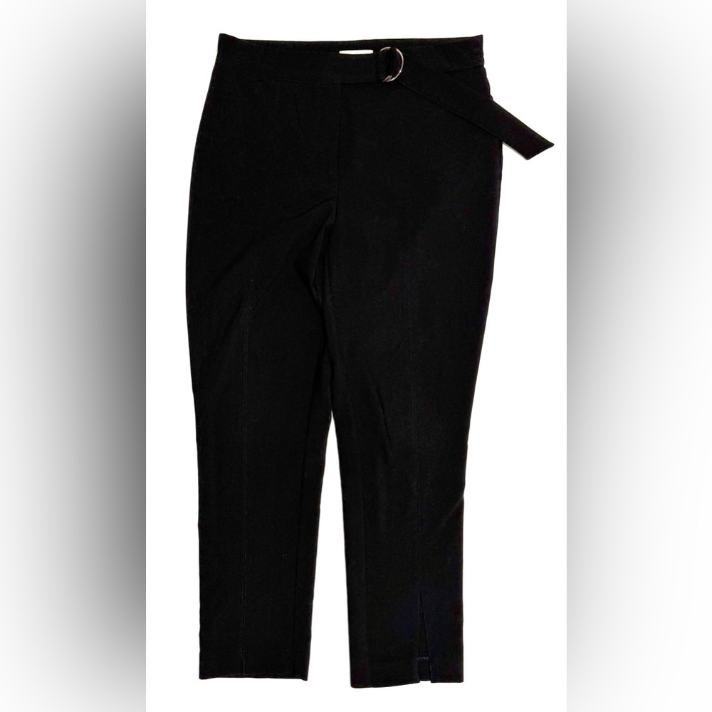 Women's Black Dress Pants with D-Ring Belt